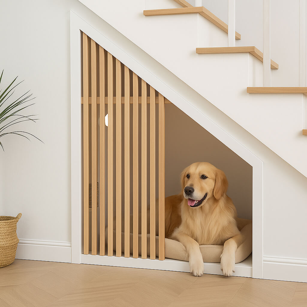 How to Build a Modern Dog House Under the Stairs