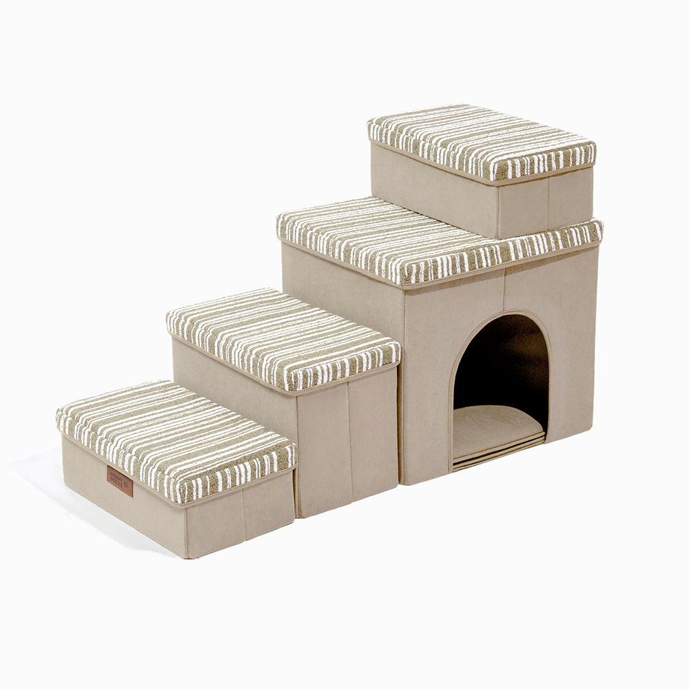 Foldable Dog Stairs with Storage and Condo Dog Steps - Funnyfuzzy SnugNest