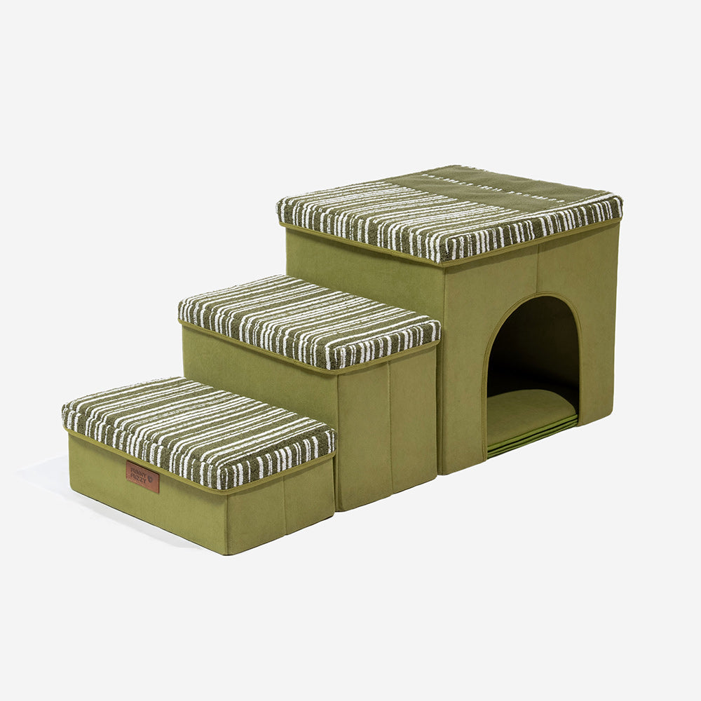 Foldable Dog Stairs with Storage and Condo Dog Steps - Funnyfuzzy SnugNest