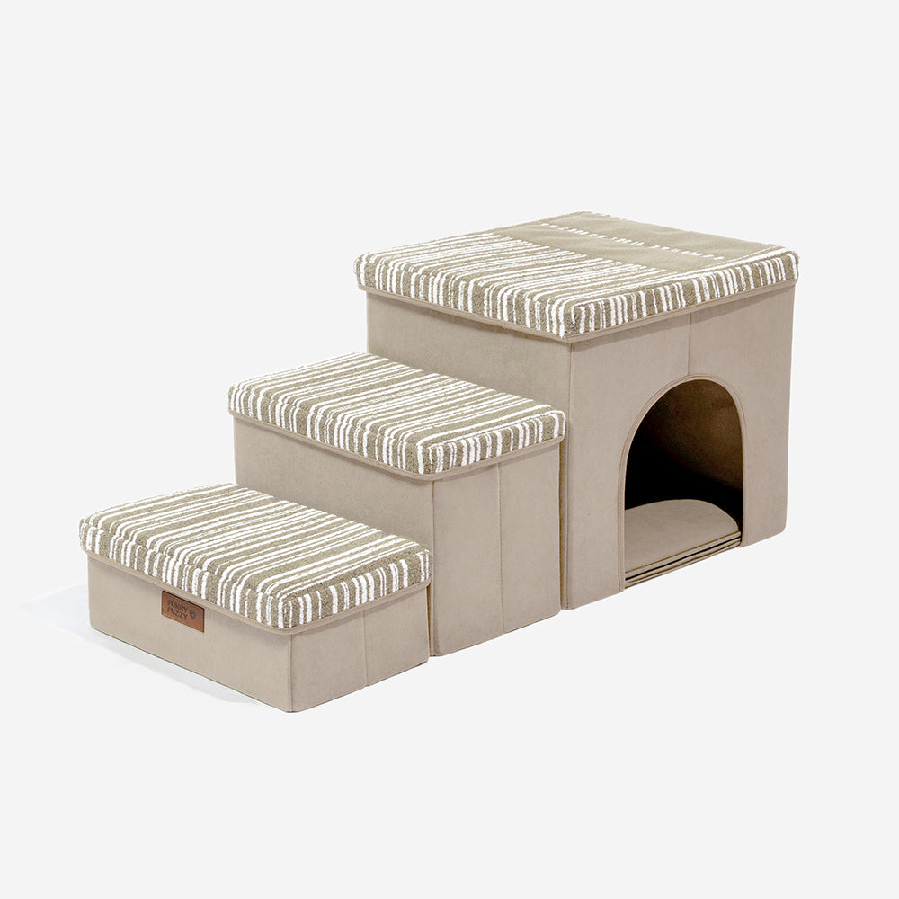 Foldable Dog Stairs with Storage and Condo Dog Steps - Funnyfuzzy SnugNest