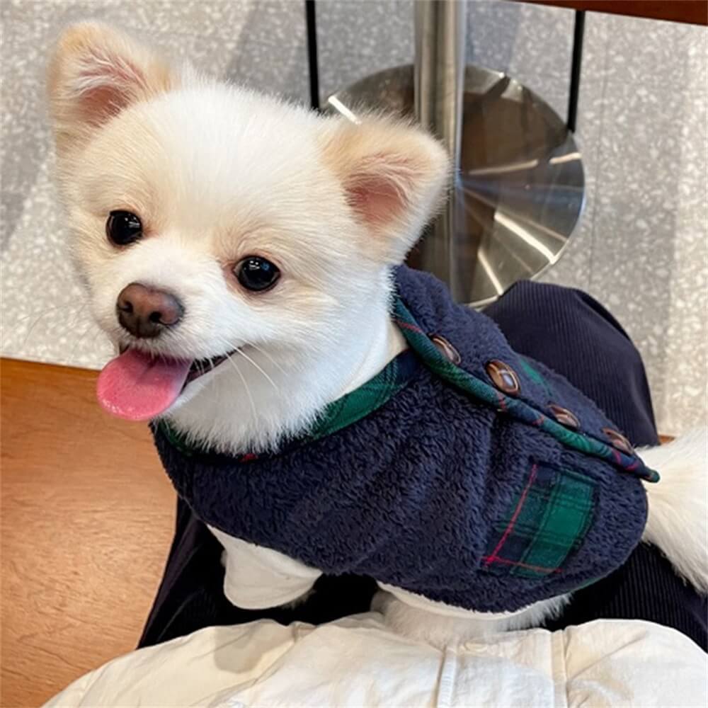 Plaid Winter Dog Jacket with Scarf – Festive and Cosy for the Holidays Dog Clothes