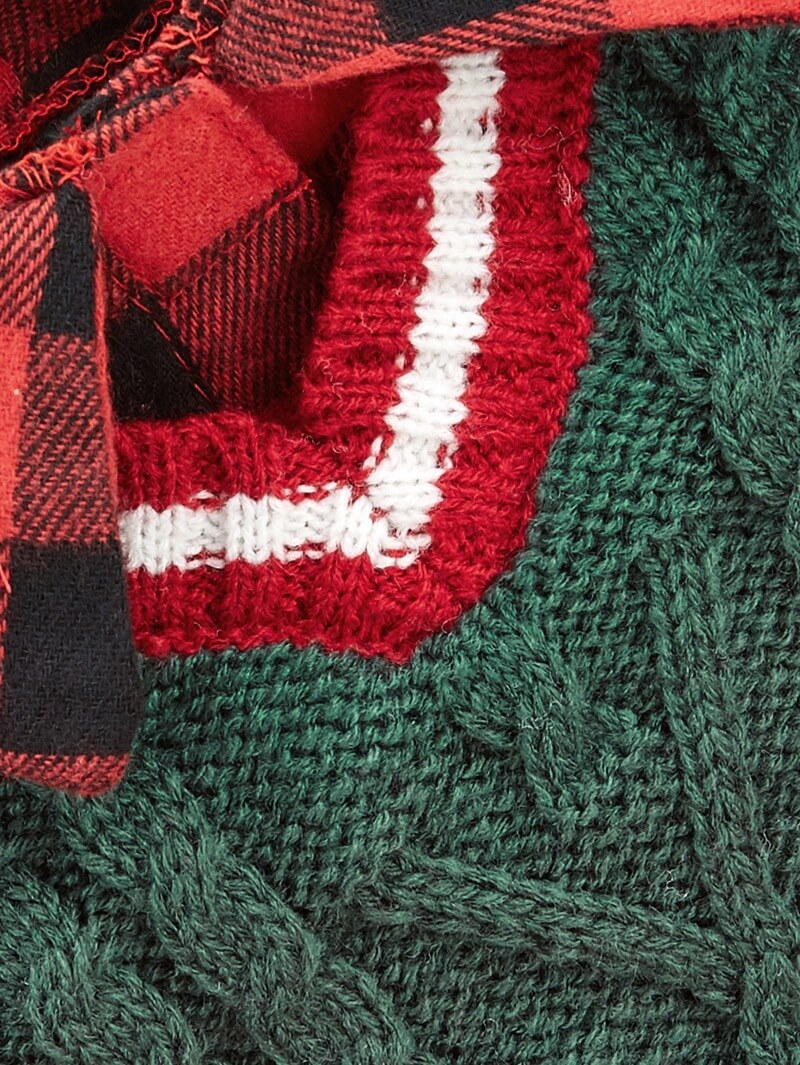 Perfect for Fall Winter Plaid Collar Cable Knit Dog Jumper Dog Clothes