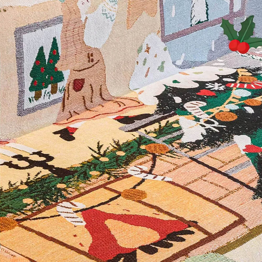 Christmas-Themed Soft Jacquard Knitted Decorative Sofa Cover