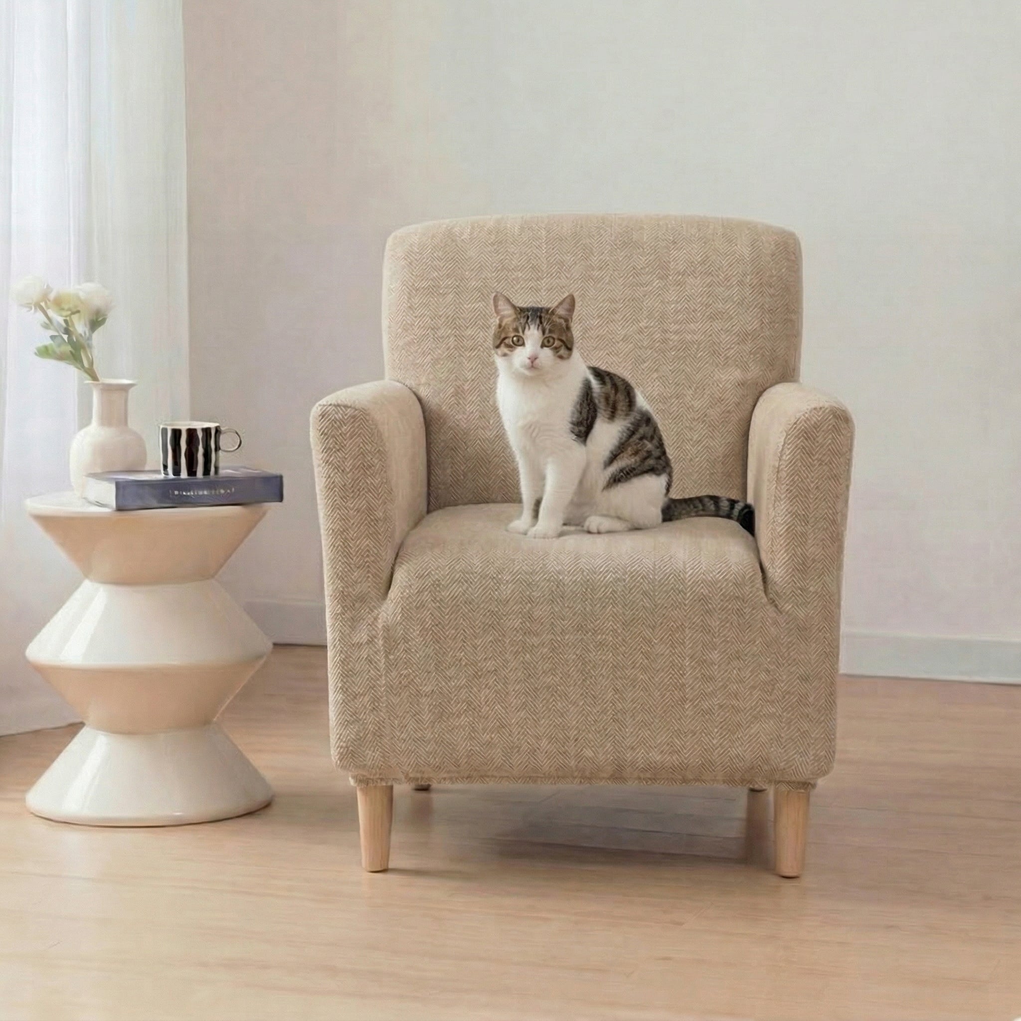 Herringbone Full Coverage Scratch-Resistant Armchair Cover Sofa Protection Sofa Cover