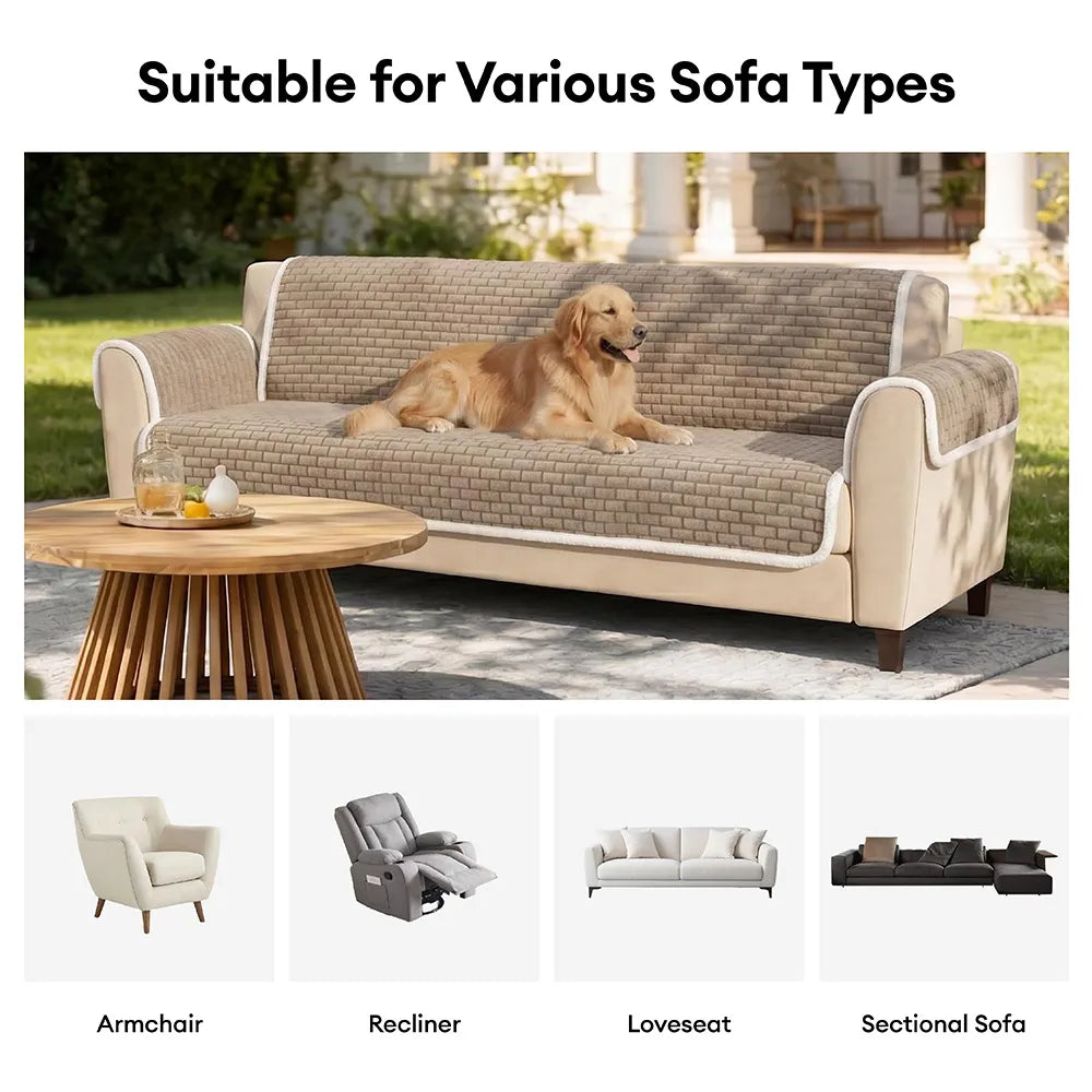 One-Piece Plush Scratch-Resistant Large Corner Sofa Covers with Elastic Straps