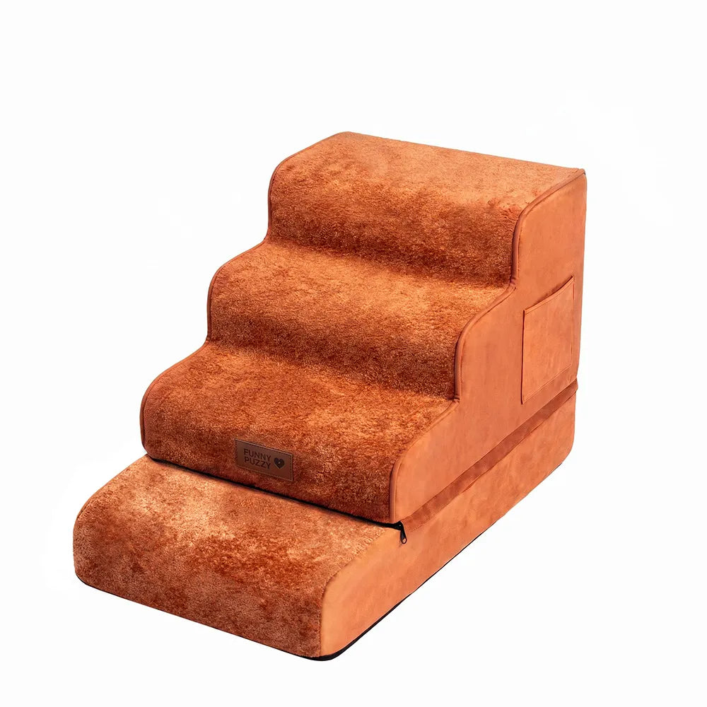 2-in-1 Foam Dog Stairs & Pet Mat with Plush Velvet Cover