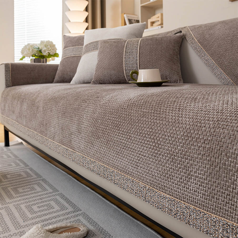 All-Season Modern Tweed Woven Chenille Anti-Slip Outdoor Garden Sofa Cover