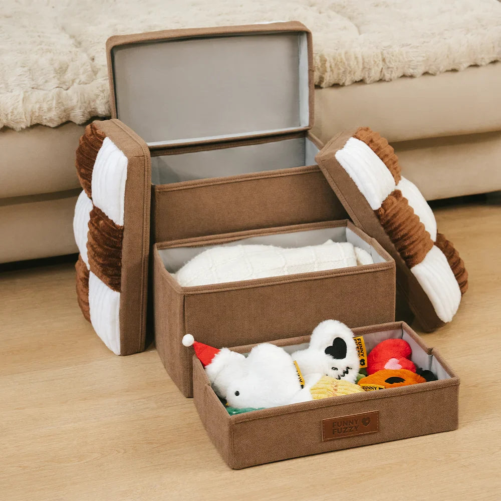 Detachable Chessboard Plaid Handcrafted Dog Steps with Storage - Foldable Steps