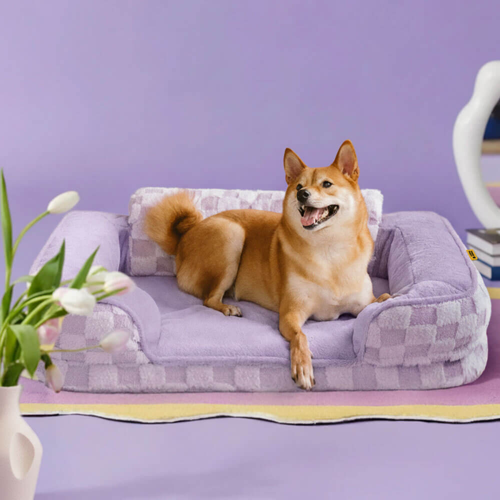 Chequered Fluffy Warm Washable Orthopaedic Dog Bolster Bed – CloudNooki