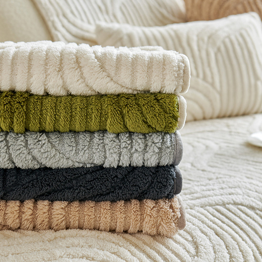 Soft Plush Geometric Textured Non-Slip Sofa Cover