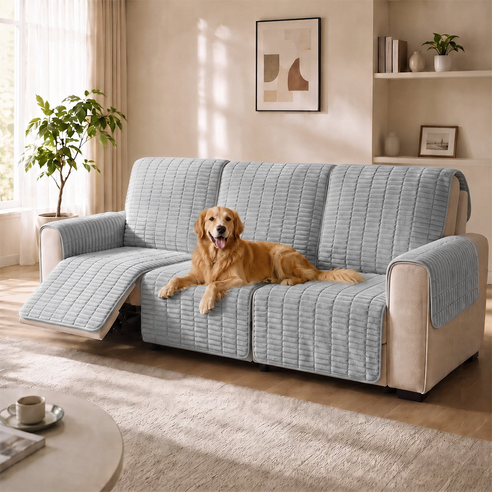 One-Piece Flannel Non-Slip Recliner Sofa Cover with Elastic Straps - Cozy Nest