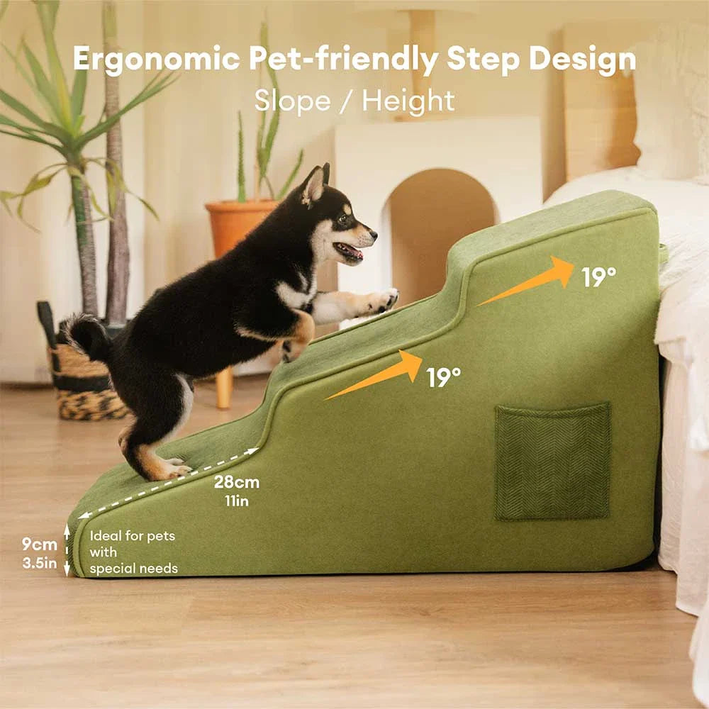 Chenille Extra Wide Non-Slip Removable Sponge Pet Stairs - Pet-Friendly Bedroom