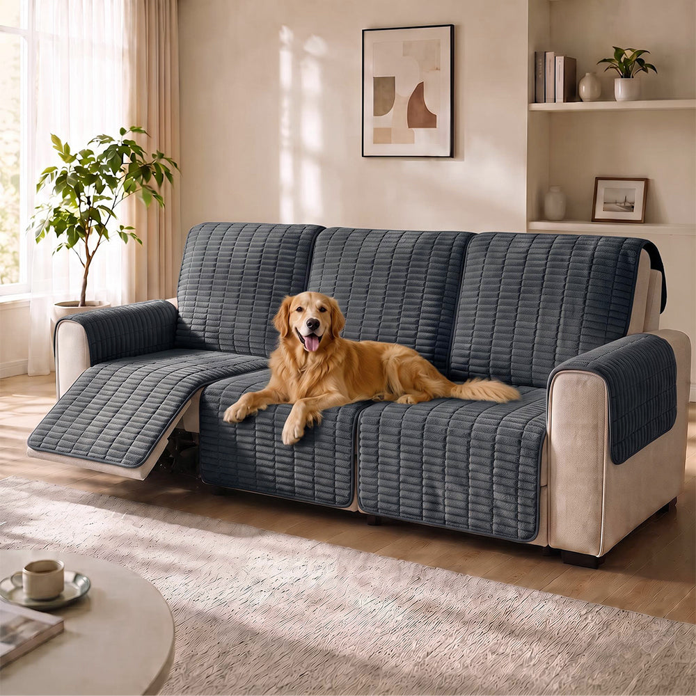 One-Piece Flannel Non-Slip Recliner Sofa Cover with Elastic Straps - Cozy Nest