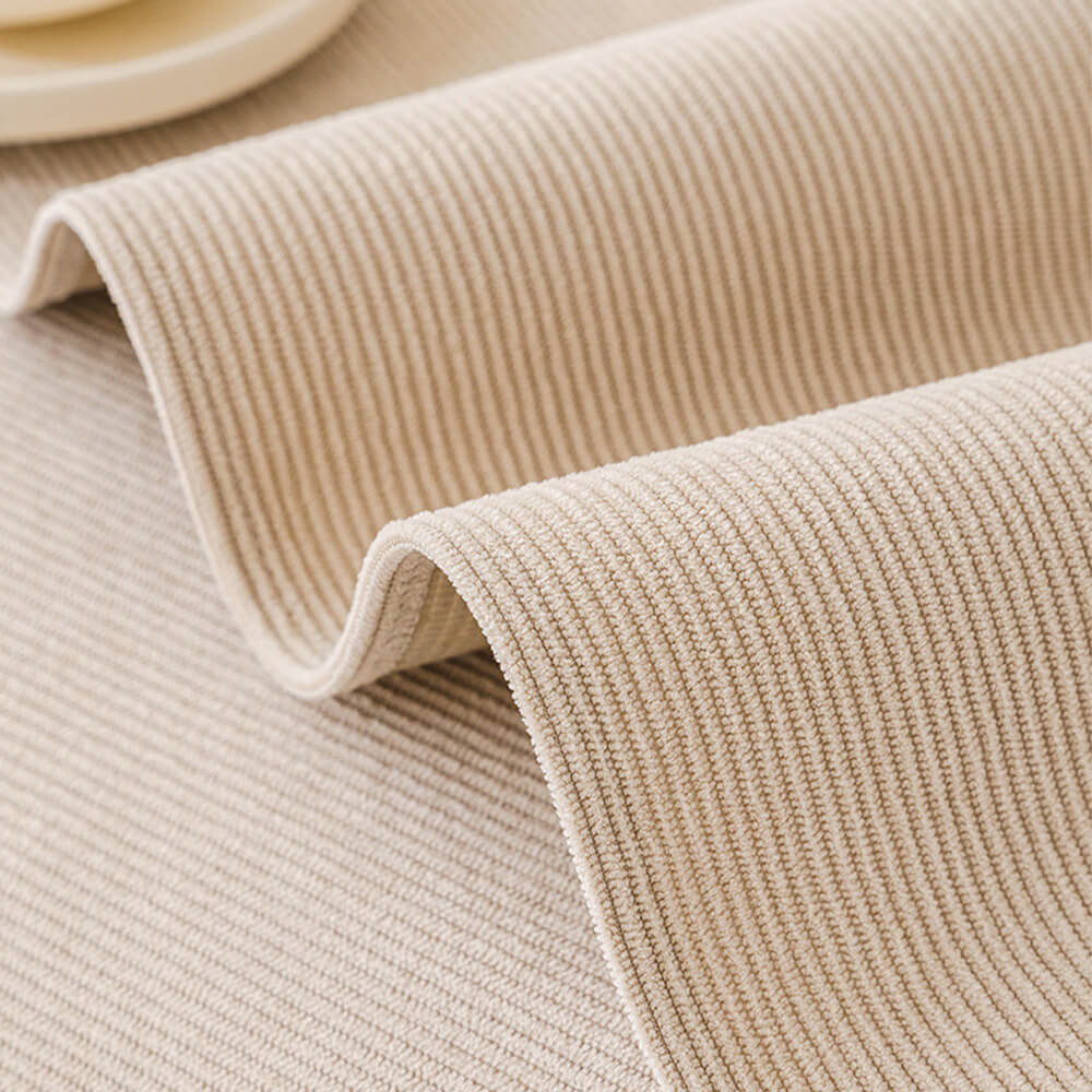 All-Season Waterproof Anti-Scratch Soft Corduroy Sofa Cover with Pom-poms