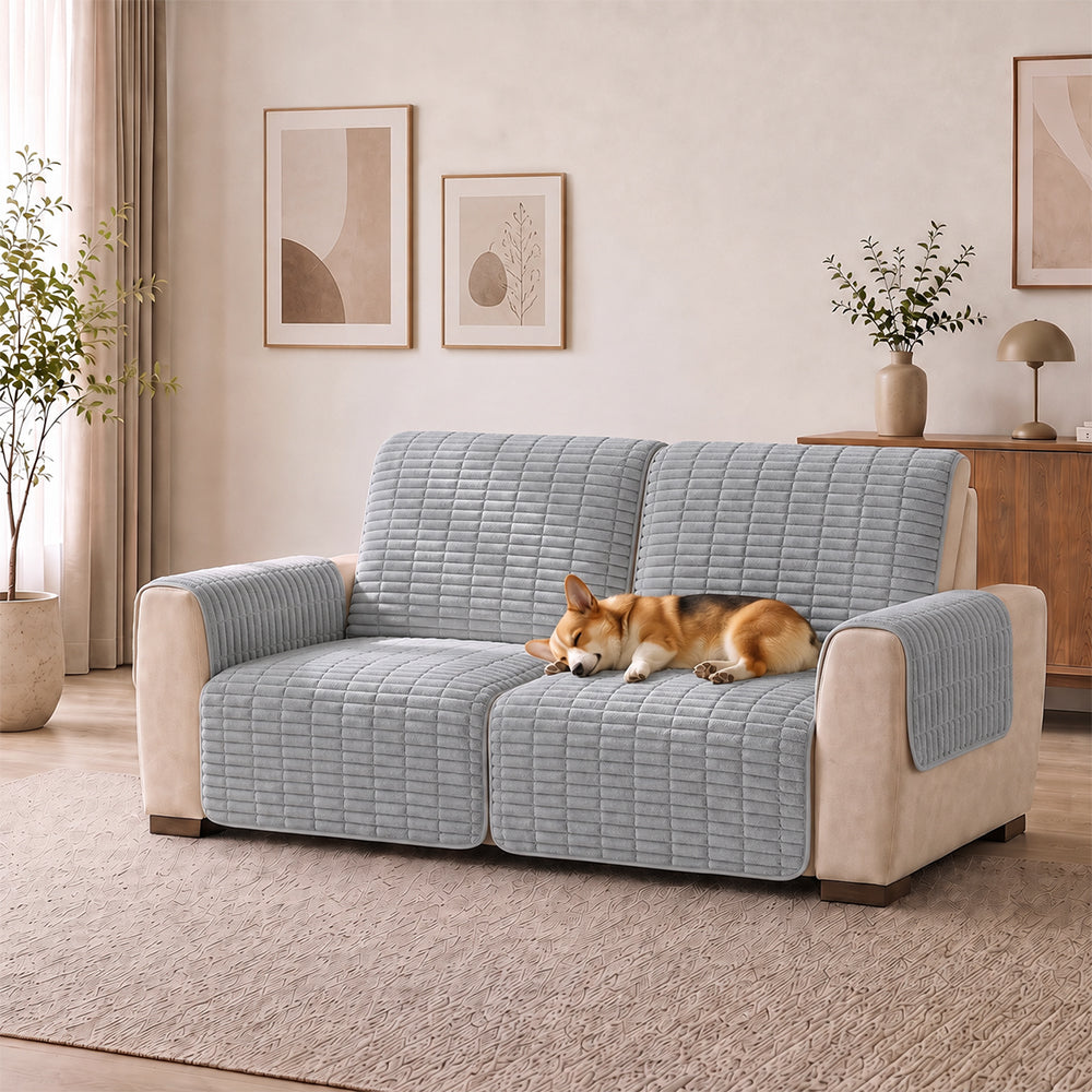 One-Piece Flannel Non-Slip Recliner Sofa Cover with Elastic Straps - Cozy Nest