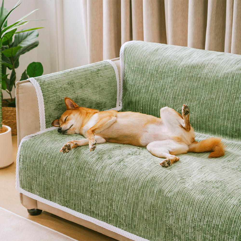 All-Season Striped Pet Rug Furniture Protector with Armrest Sofa Cover - Keep Still