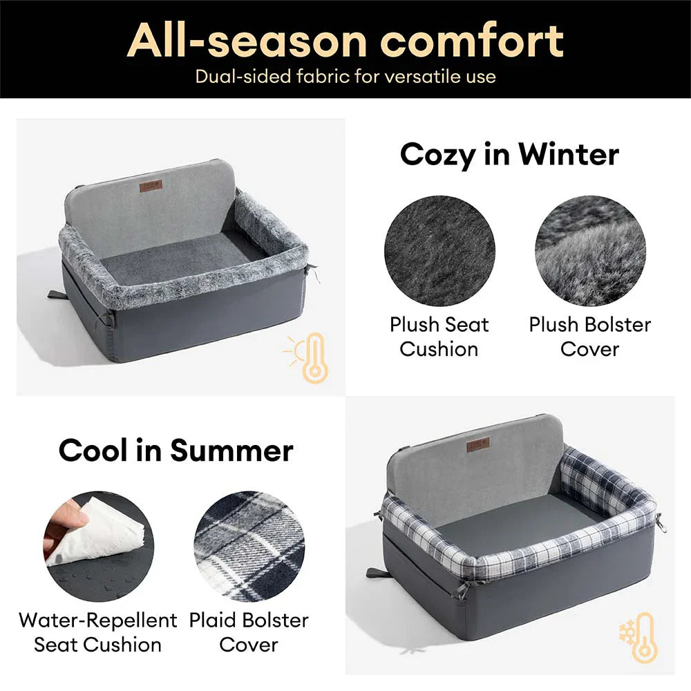 Travel Safety All-Season Bolster Dog Car Seat Bed - BaseCamp