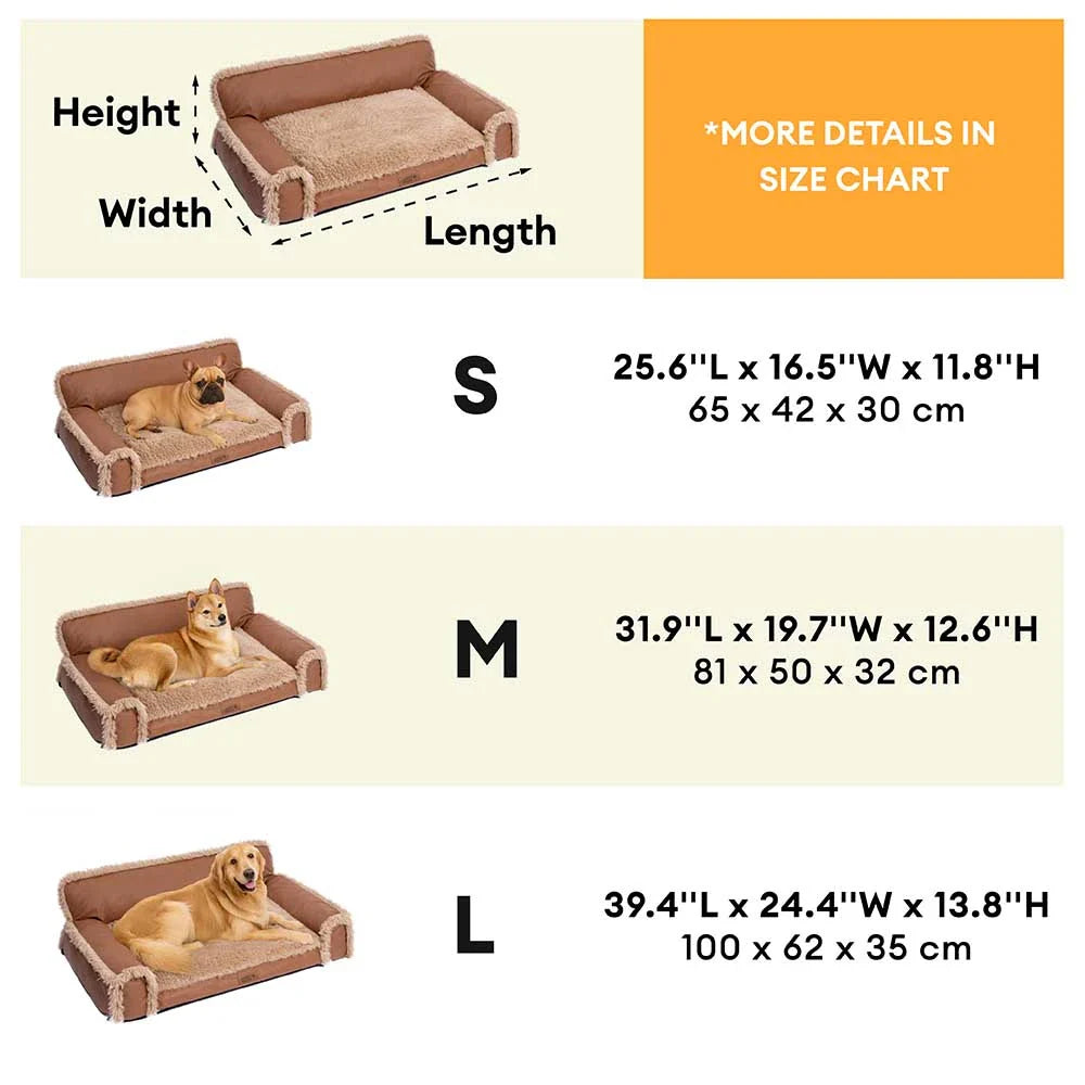 Luxe Faux Leather&Plush Removable Sponge Orthopaedic Dog Bed - WarmRest