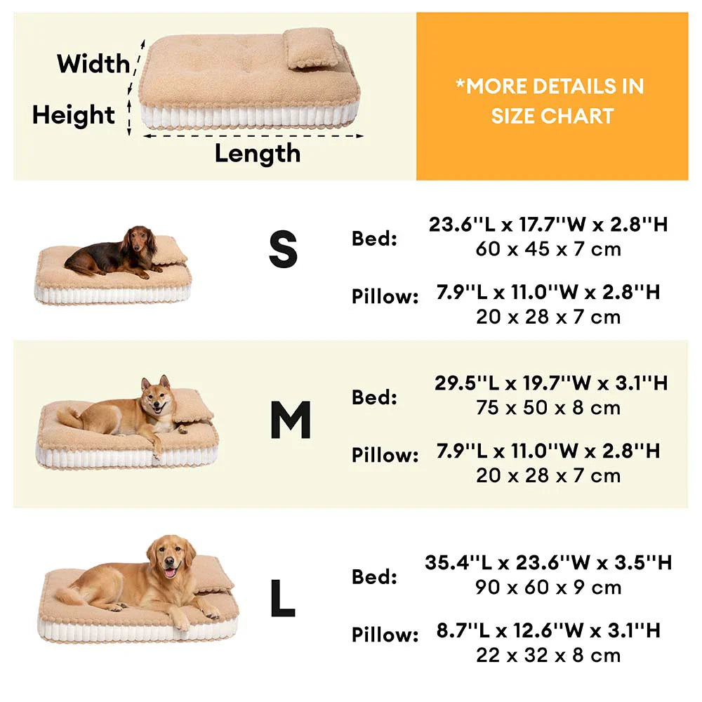 Comfy Plush Biscuit-Inspired Calming Dog Bed with Pillow – SweetNap