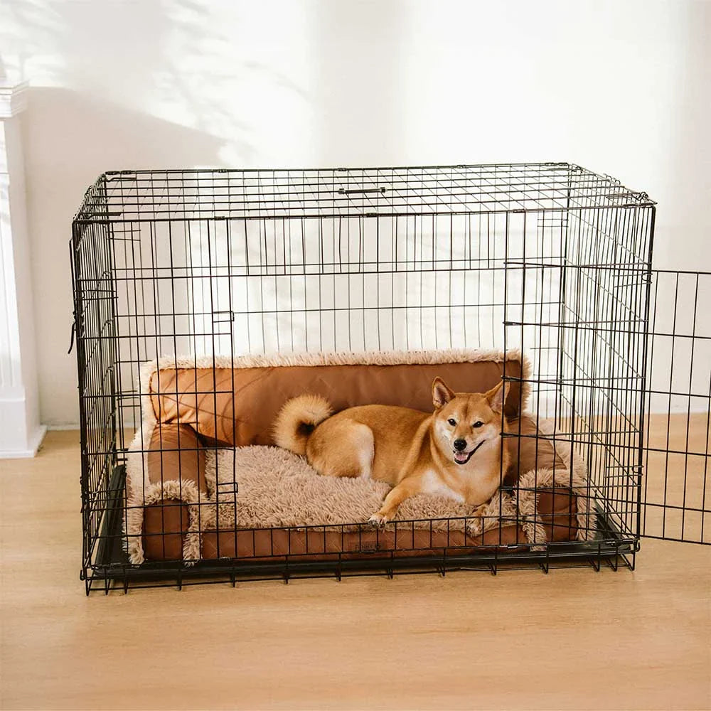 Luxe Faux Leather&Plush Removable Sponge Orthopaedic Dog Bed - WarmRest