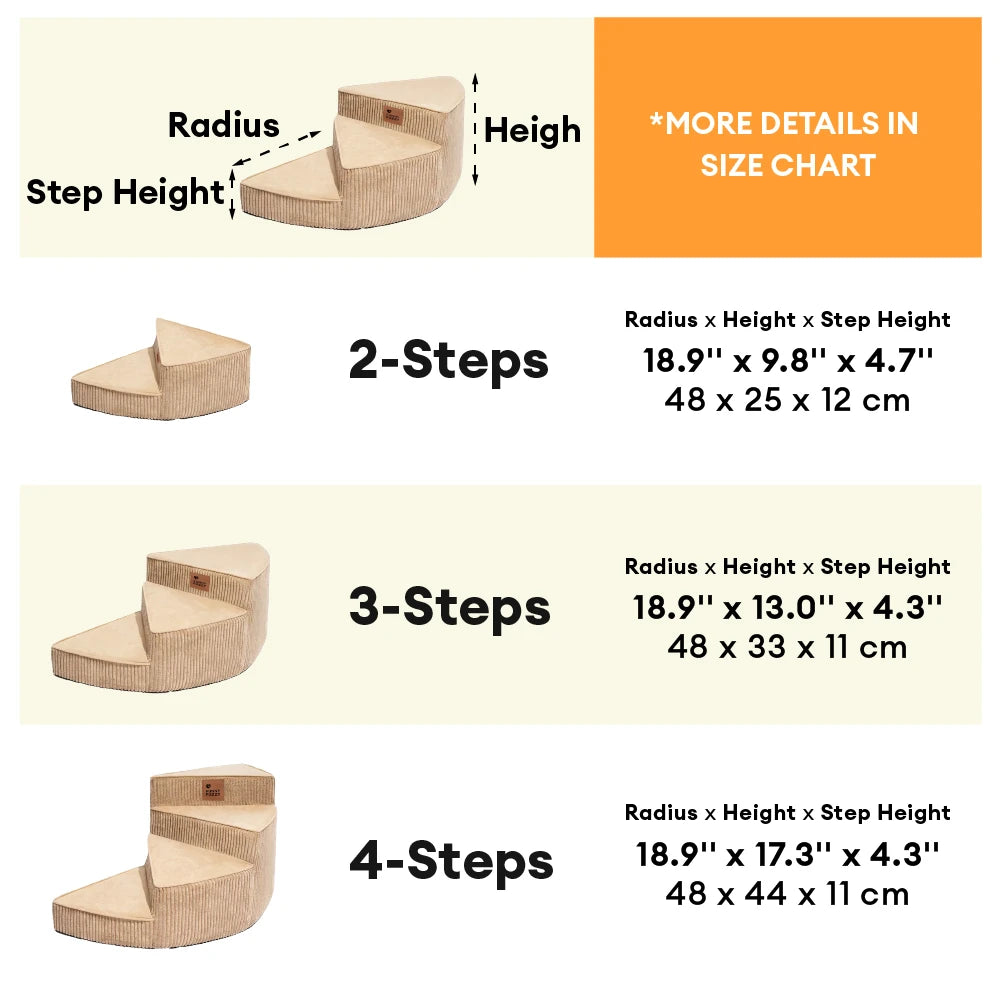 Cosy Corduroy Joint-Friendly Removable Spiral Pet Steps - CreamyStep