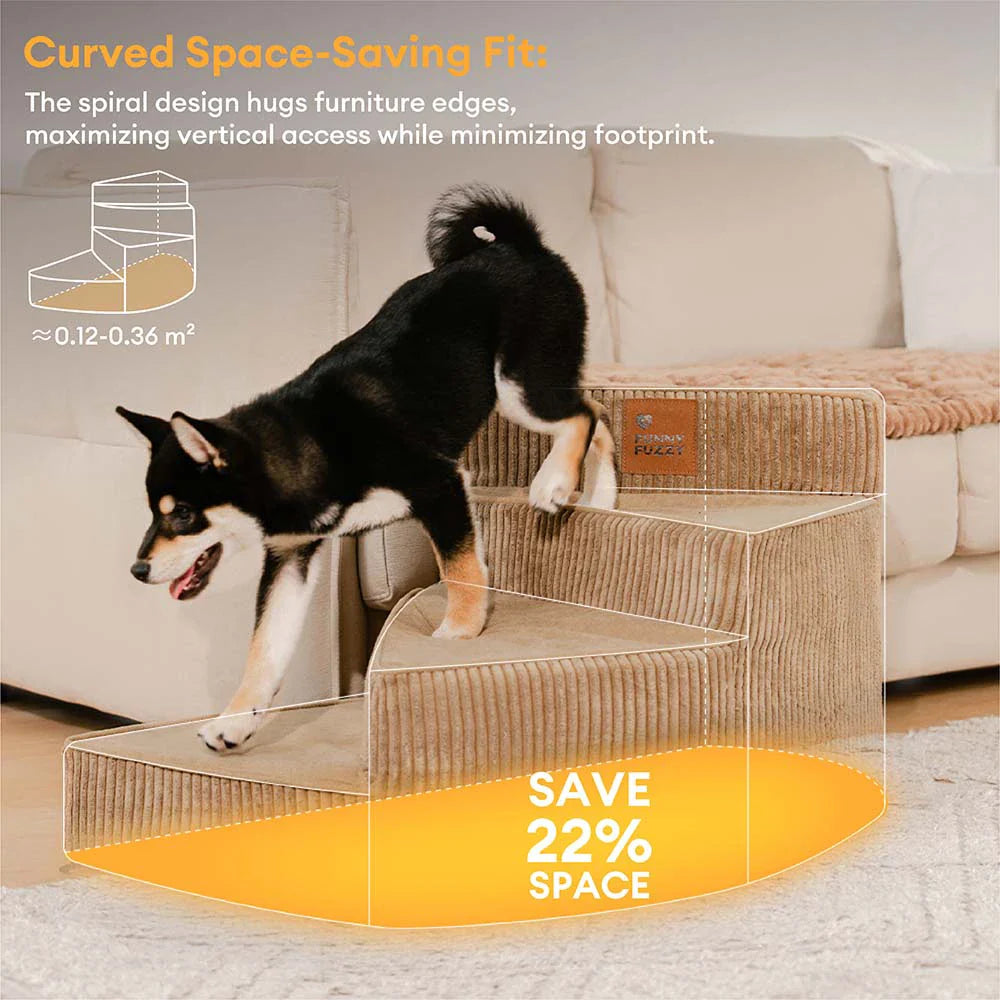 Cosy Corduroy Joint-Friendly Removable Spiral Pet Steps - CreamyStep