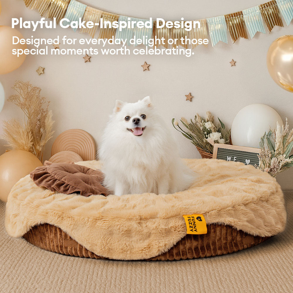 Fluffy Cake-Shaped Detachable Plush Orthopaedic Pet Bed – DreamBake