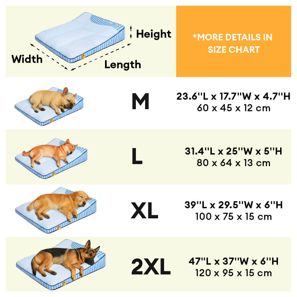 Extra Large Cooling Washable Rectangle Orthopaedic Dog Bed - Cooling Nap