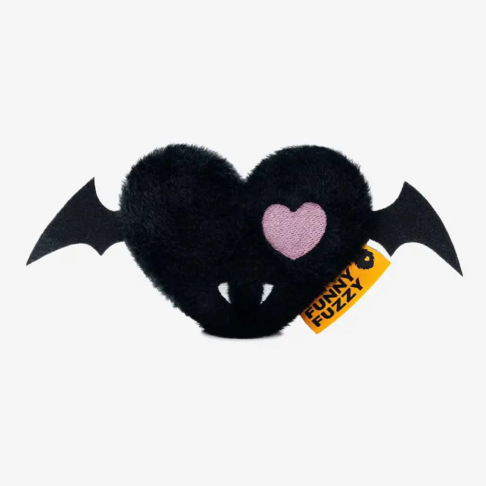 FUNNYFUZZY Halloween Plush Squeaky Dog Toy - Bat Heart