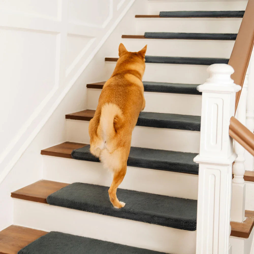 Solid Color Plush Stair Protectors Non-Slip Tape Free Carpet Stair Treads