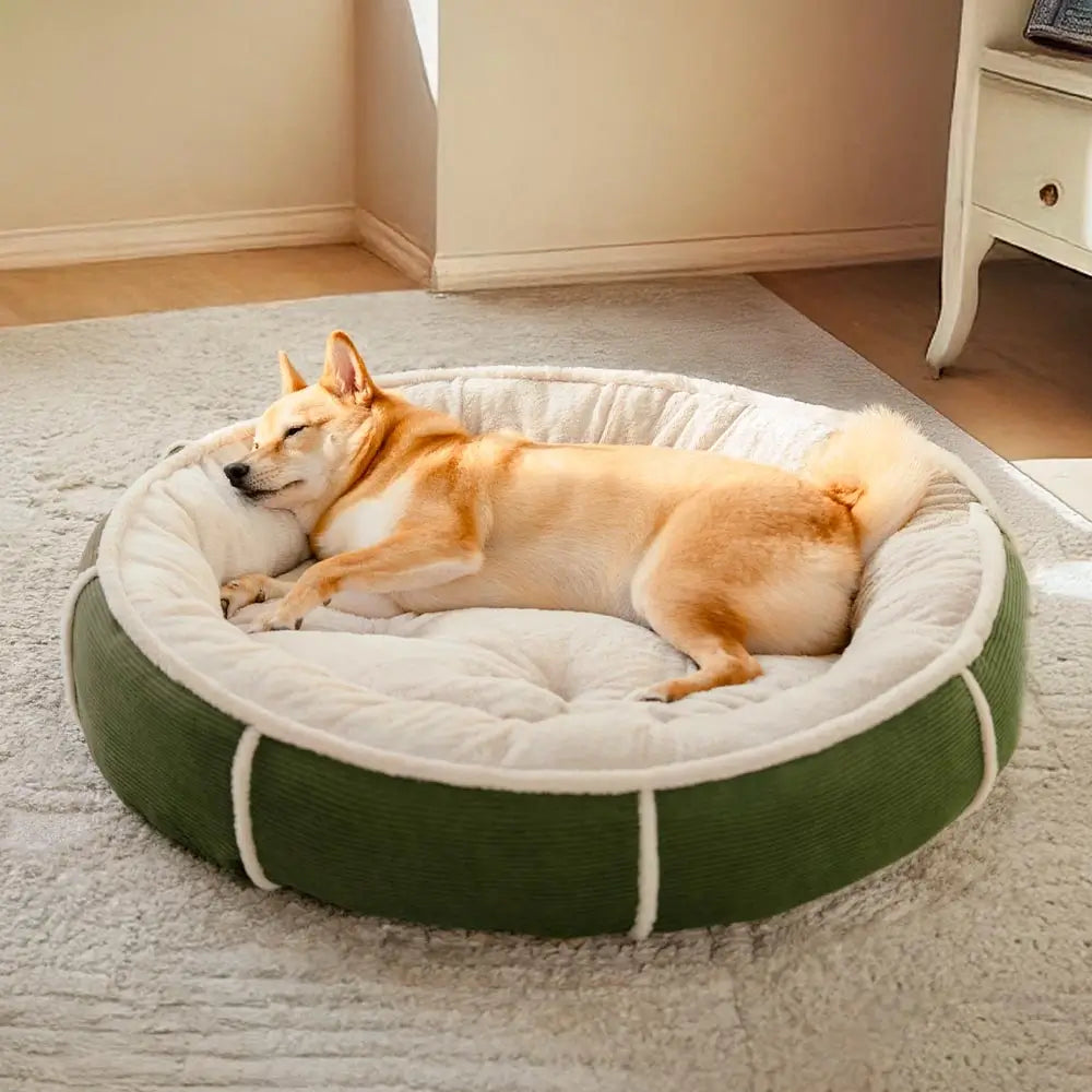 Ultra Plush Corduroy Anti-Anxiety Donut Dog Bed