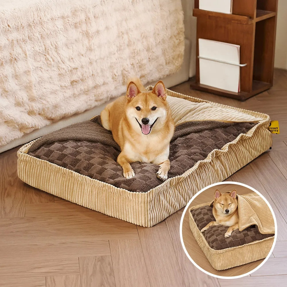 Fluffy Warm Detachable Orthopaedic Dog Bed - Checker Cocoon