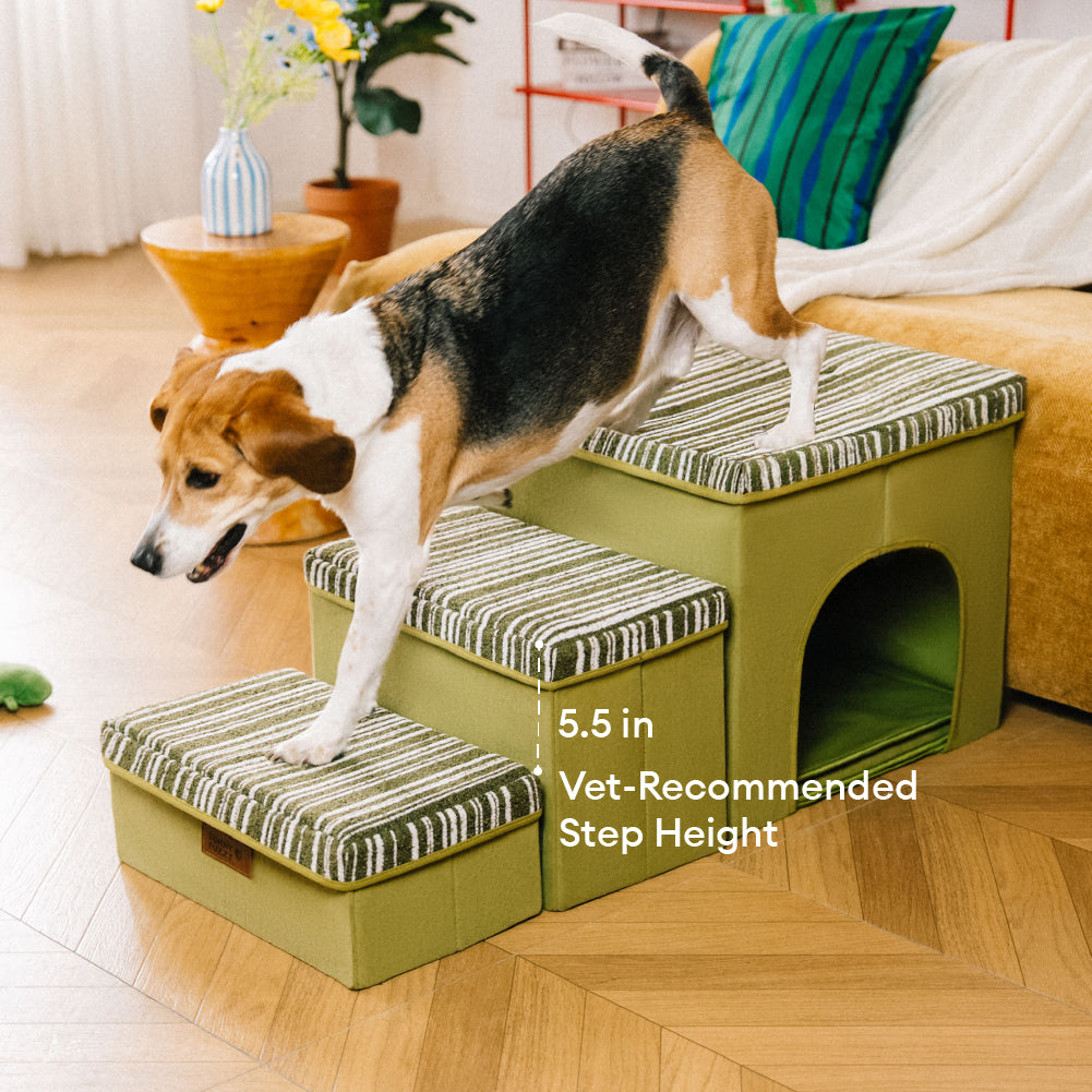 Foldable Dog Stairs with Storage and Condo Dog Steps - Funnyfuzzy SnugNest
