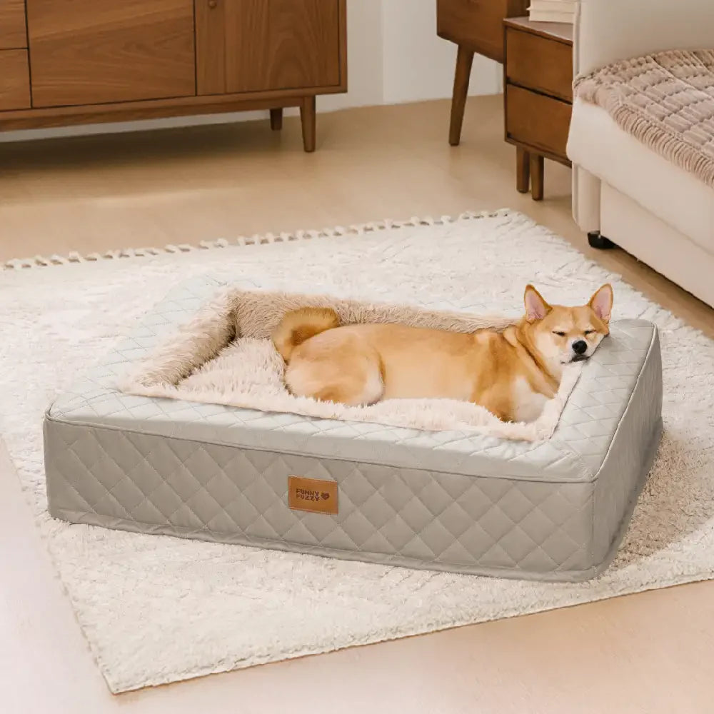 Warm Plush & Faux Leather Wraparound Orthopaedic Dog Bolster Bed