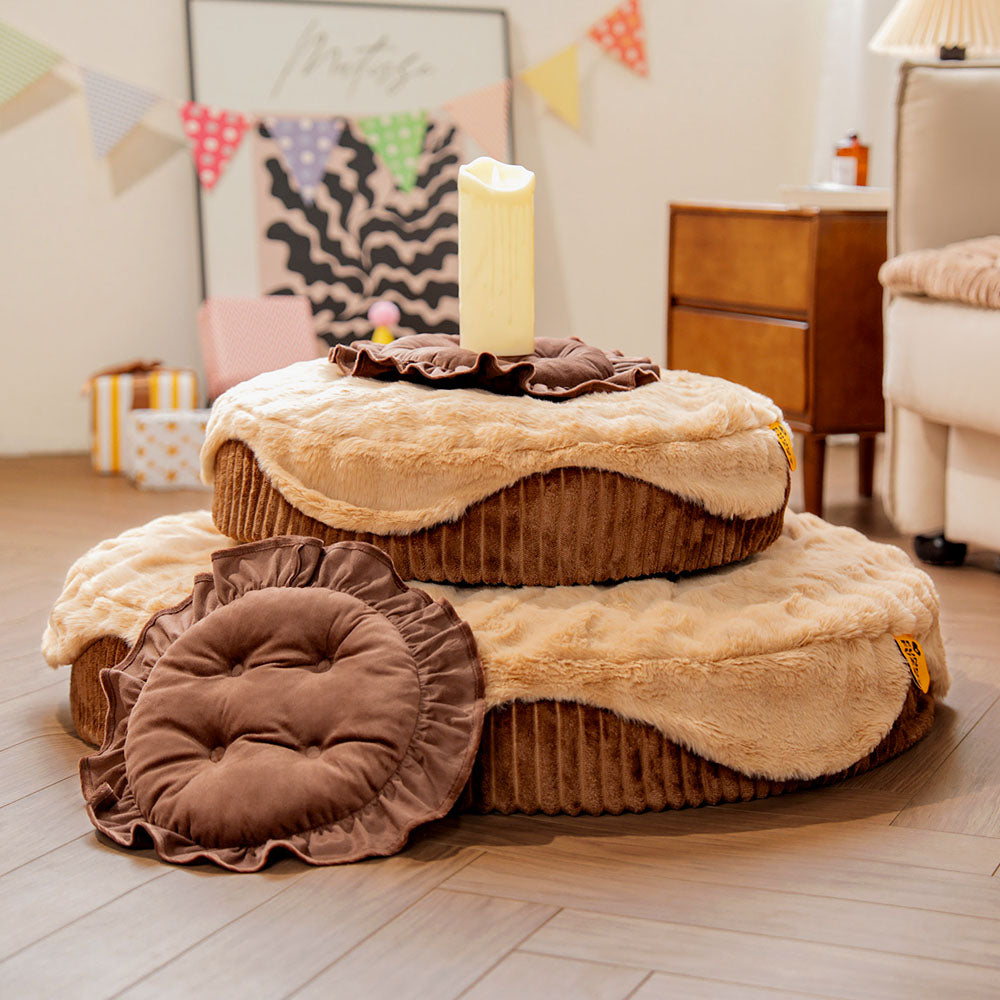 Fluffy Cake-Shaped Detachable Plush Orthopaedic Pet Bed – DreamBake