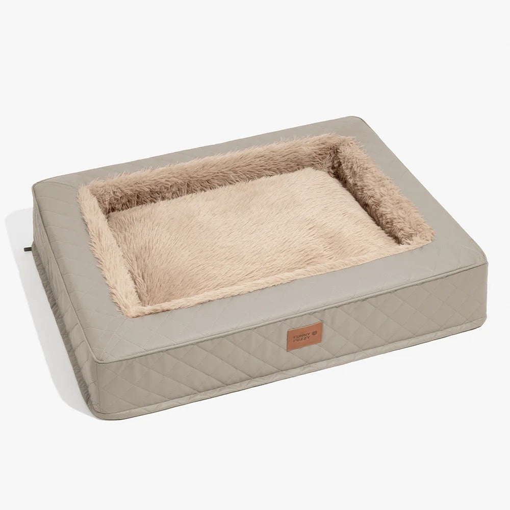 Warm Plush & Faux Leather Wraparound Orthopaedic Dog Bolster Bed