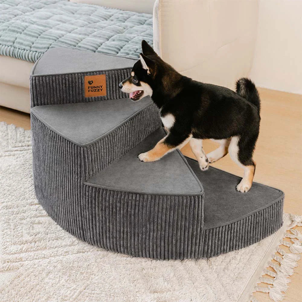Cosy Corduroy Joint-Friendly Removable Spiral Pet Steps - CreamyStep