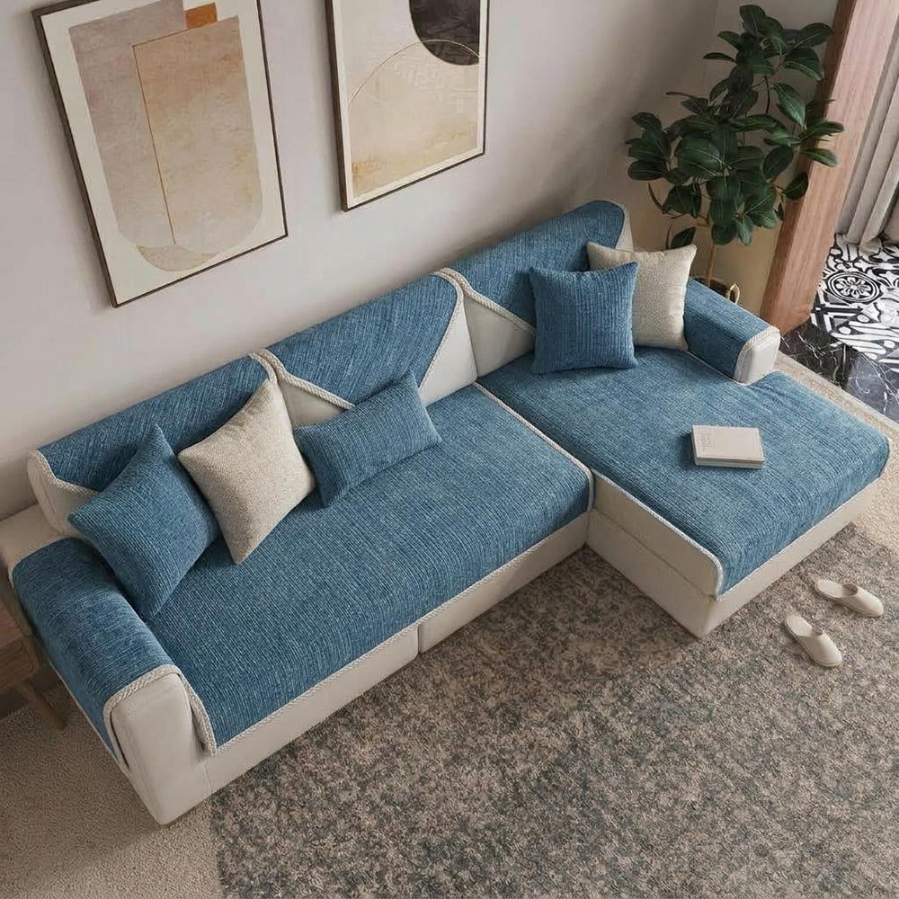Waterproof Antimicrobial Simple Chenille Fabric Anti-scratch Corner Couch Cover