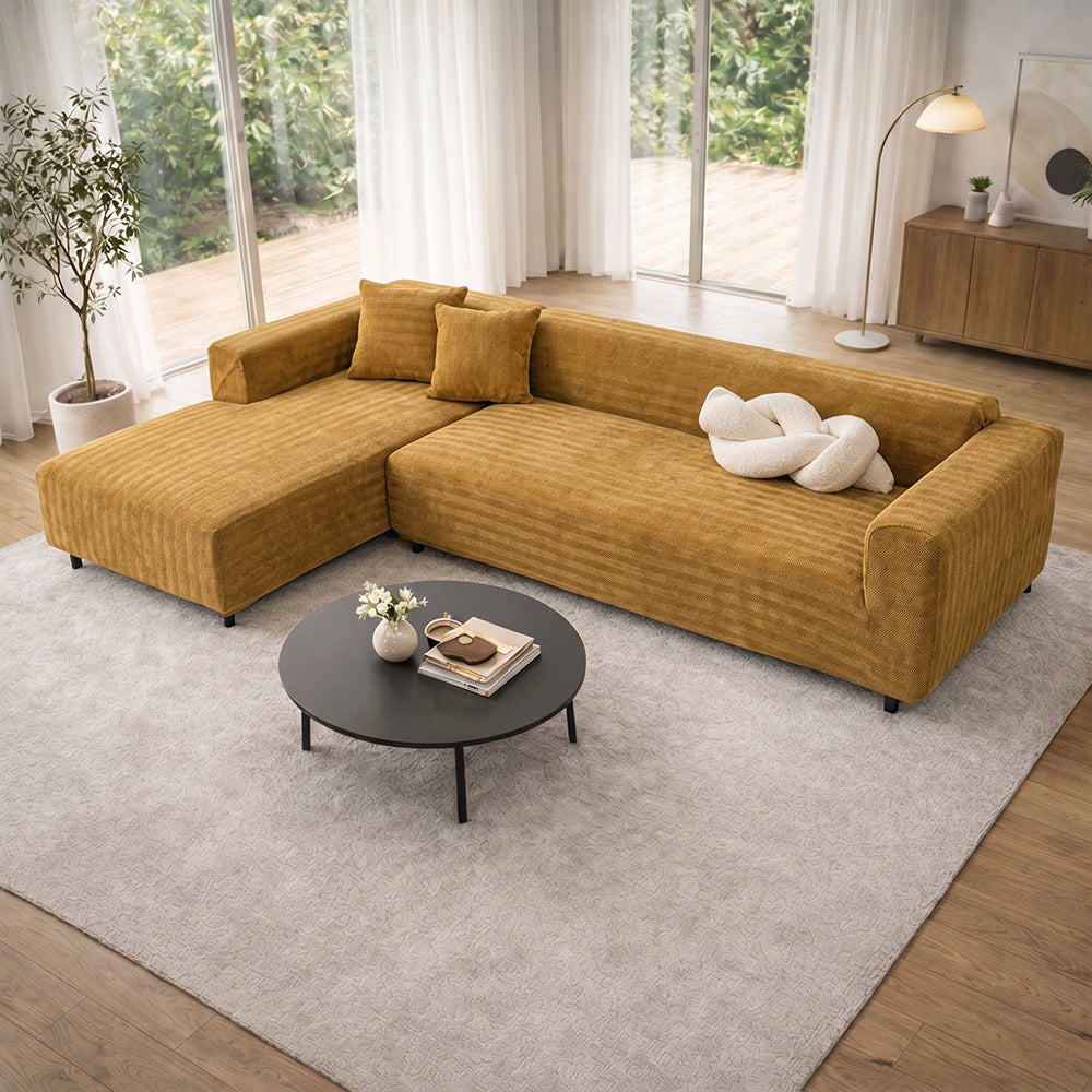 Herringbone Full Coverage Scratch-Resistant Sofa Protection Magic Stretch Corner Couch Cover