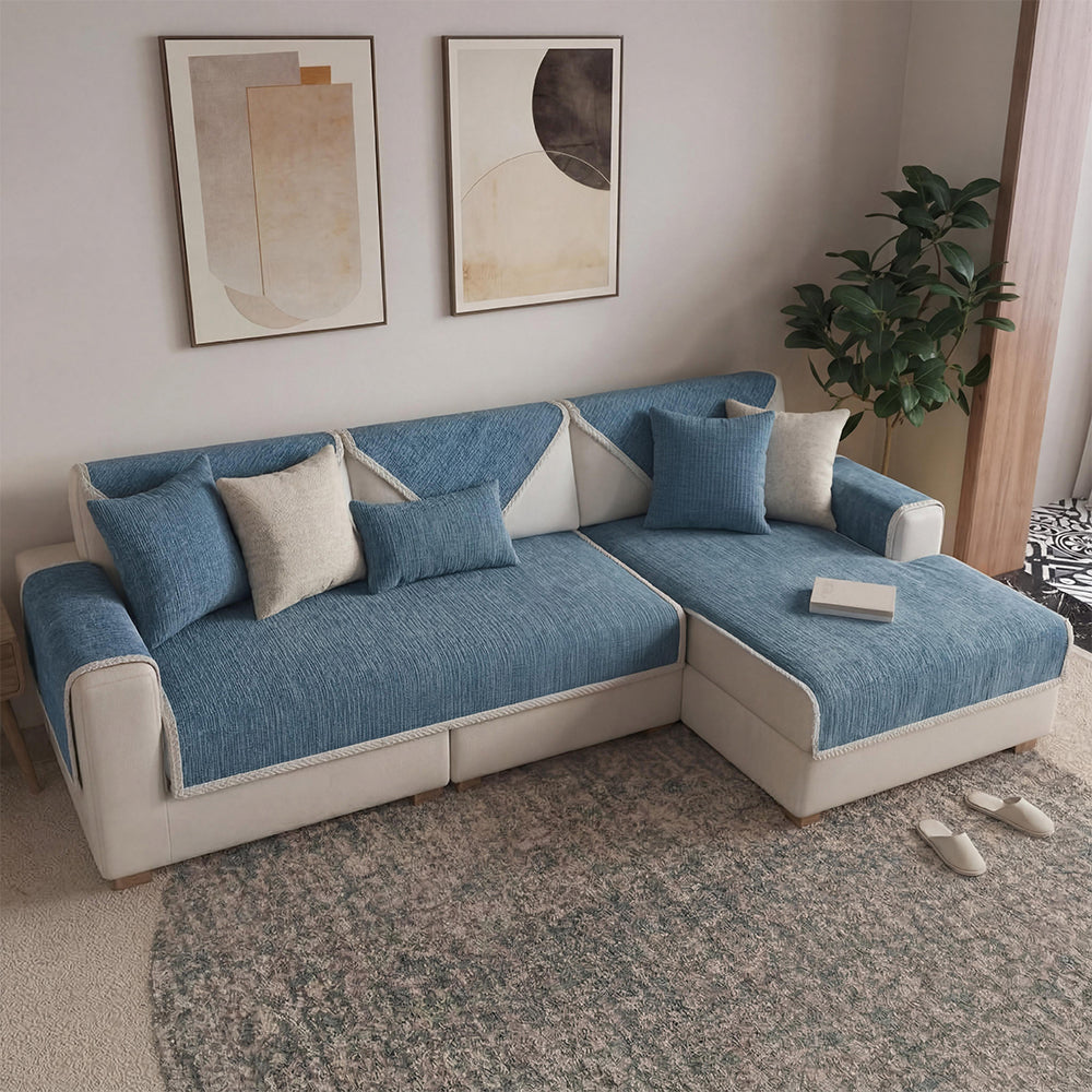 Waterproof Antimicrobial Simple Chenille Fabric Anti-scratch Corner Couch Cover
