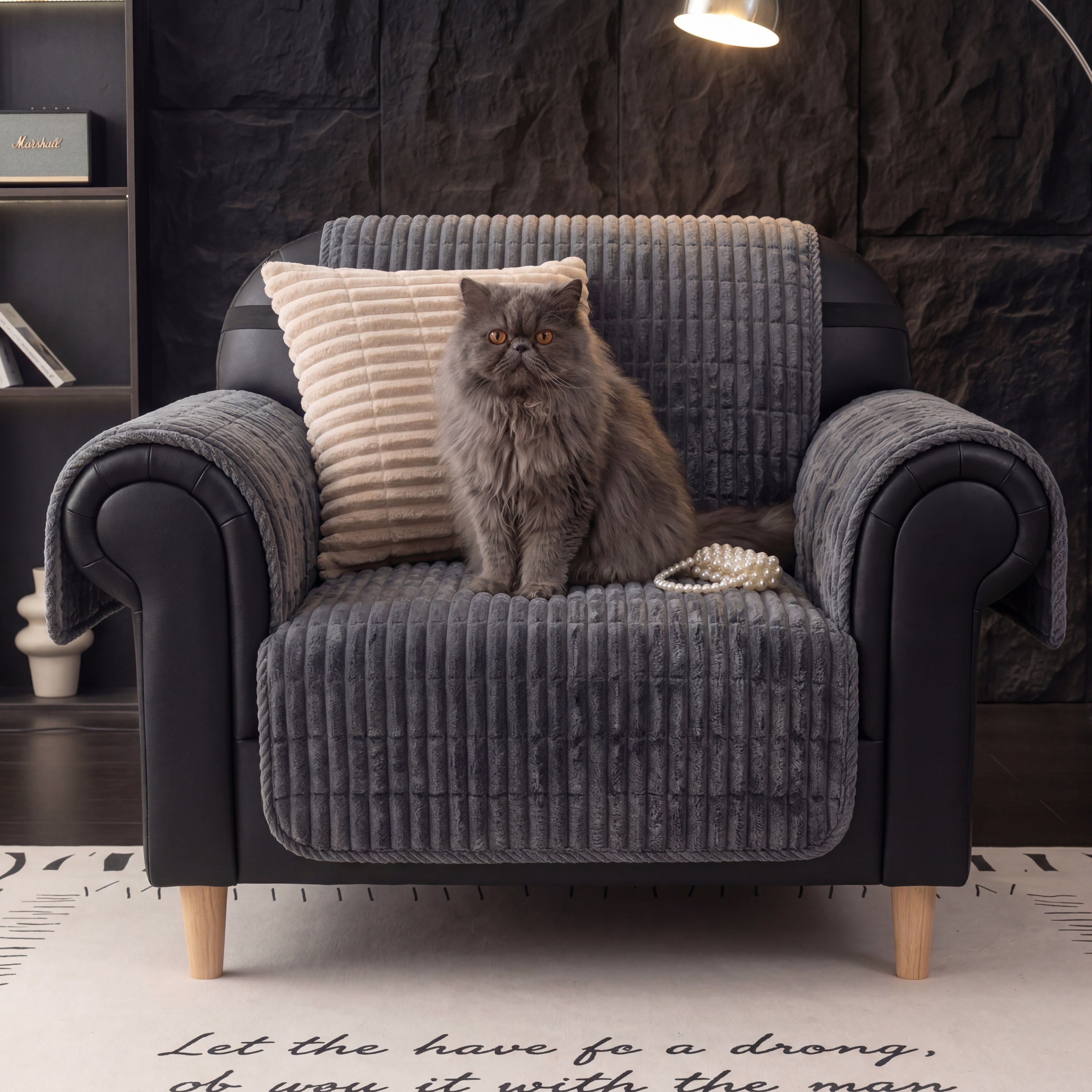 One-Piece Cozy Flannel Sofa Covers Non-Slip Recliner Armchair Covers