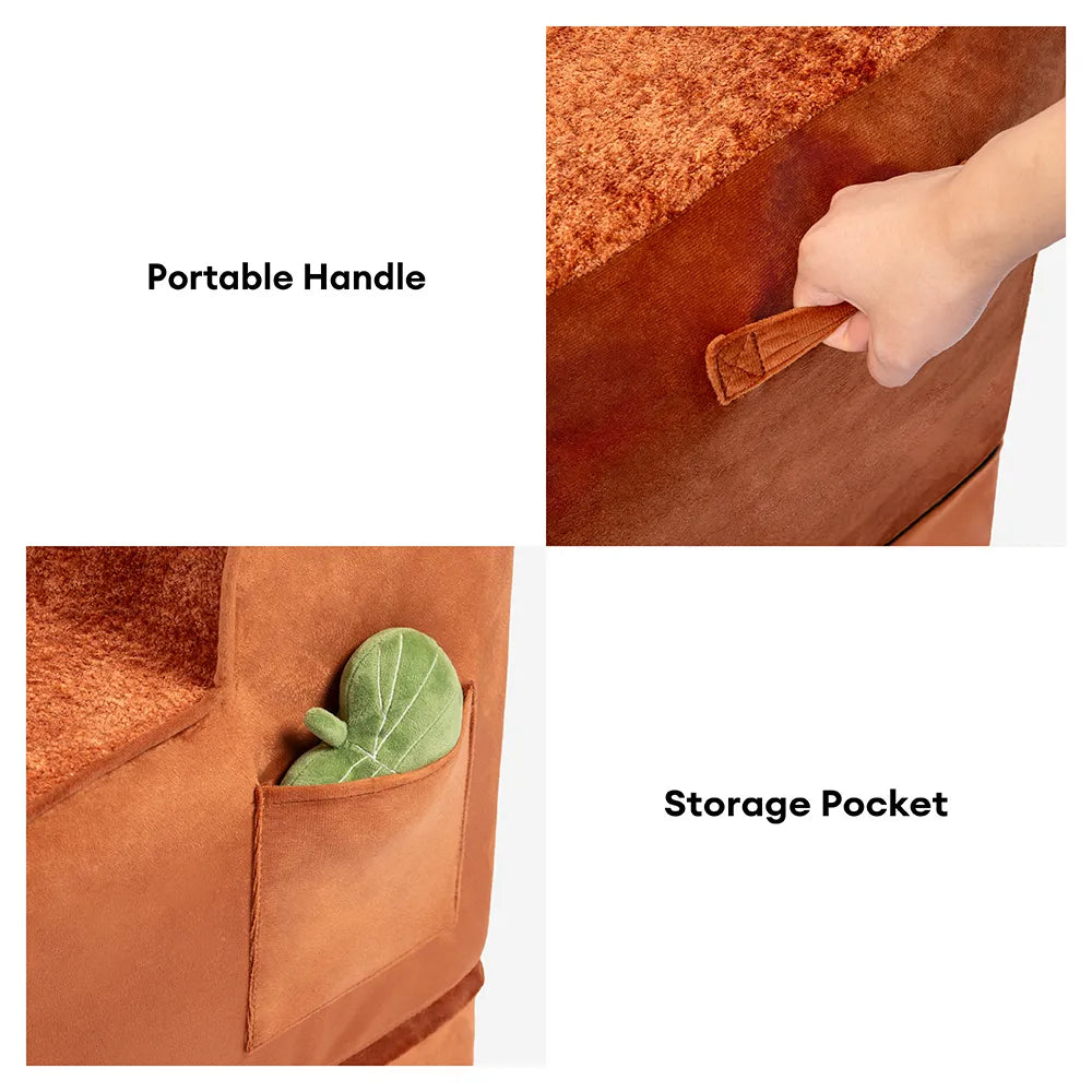 2-in-1 Foam Dog Stairs & Pet Mat with Plush Velvet Cover
