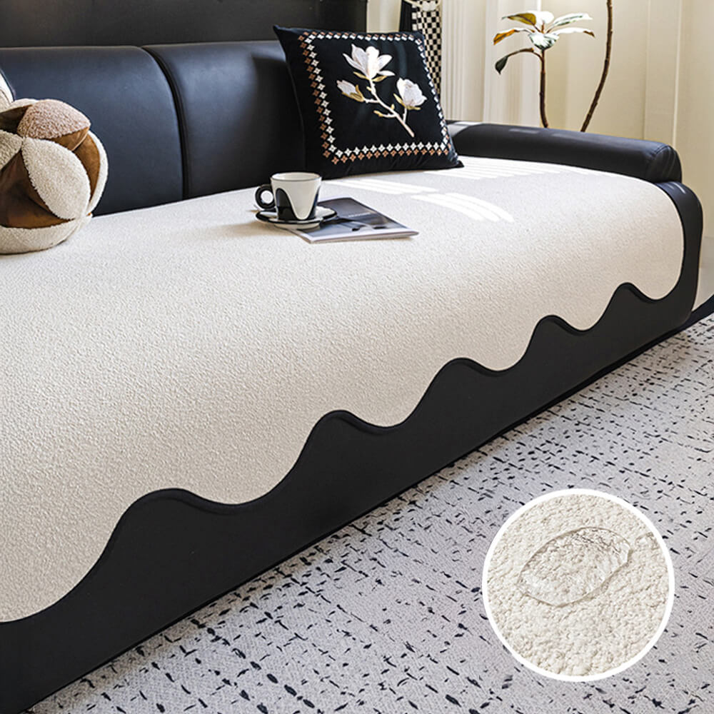 Water-repellent Teddy Fleece Non-Slip Straight Sofa Cover