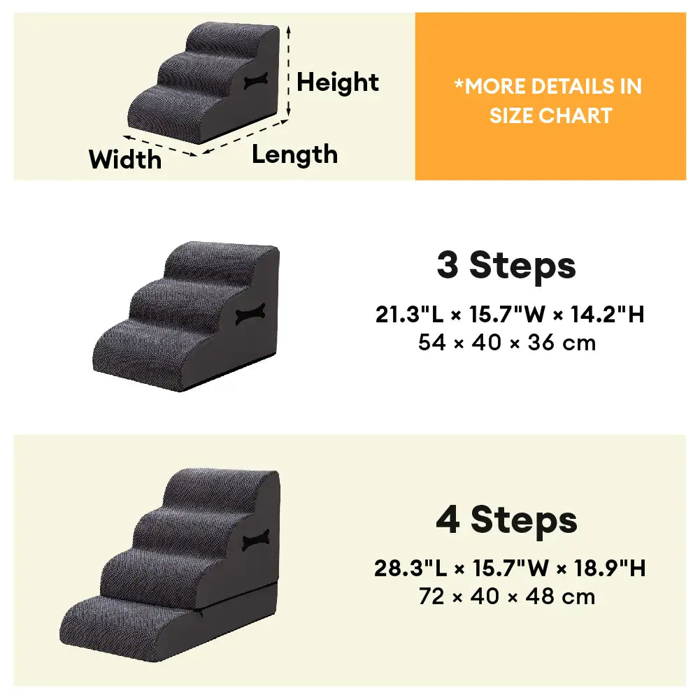 Adjustable Non-Slip Washable Soft Dog Steps with Gentle Ramp
