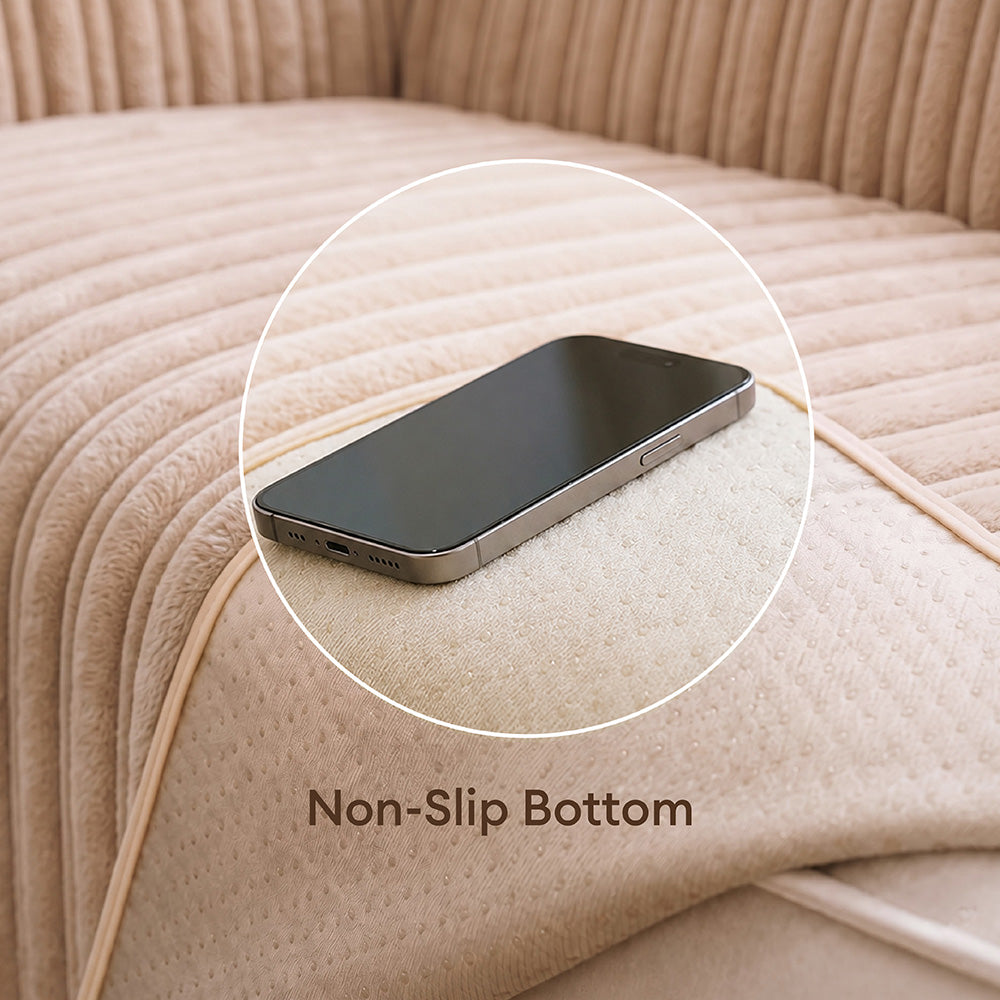 One-Piece Waterproof Pet-Friendly Ribbed Plush Recliner Sofa Cover- Cozy Nest