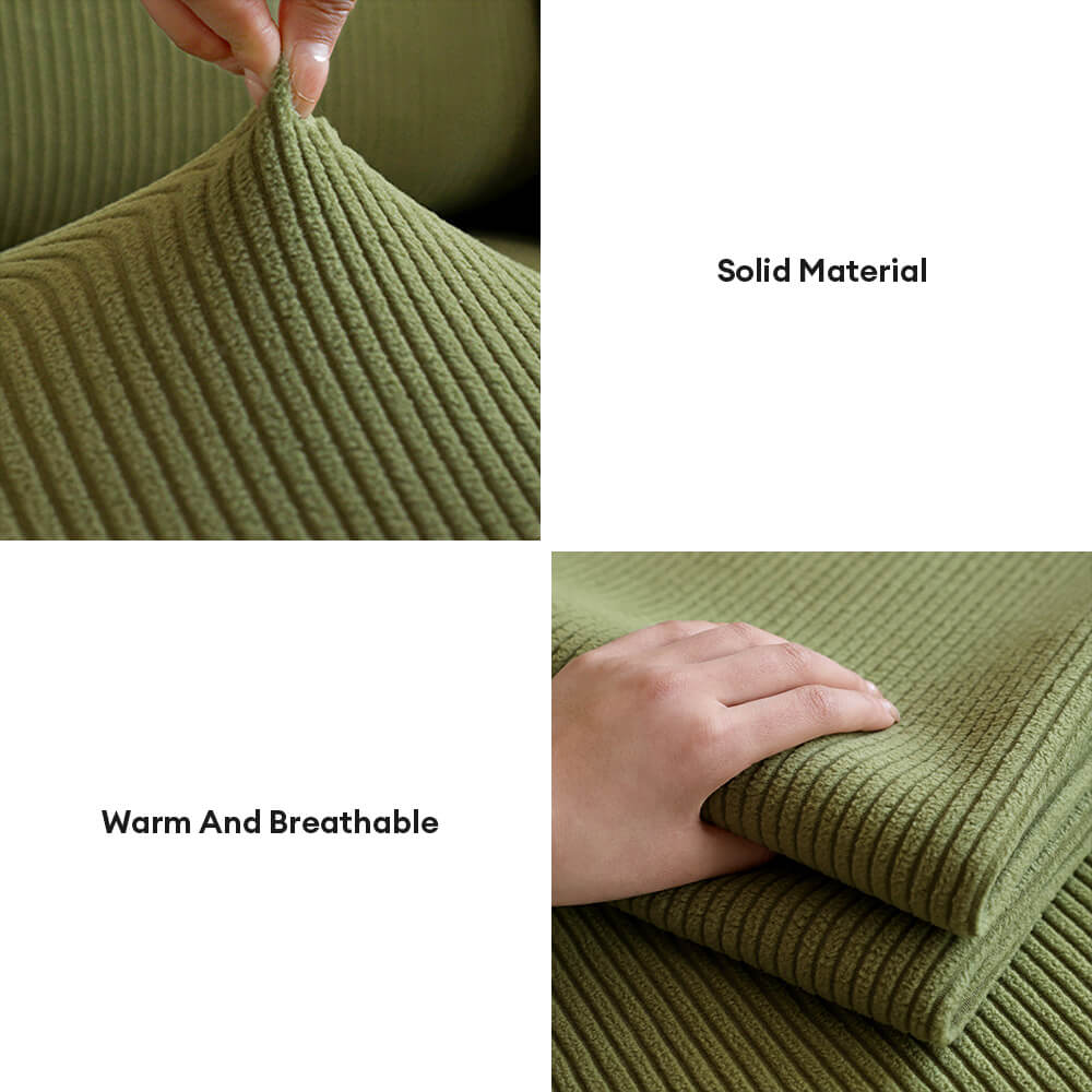 Vertical Stripe Corduroy Anti-Scratch Stretch Full-Cover Sofa Cover