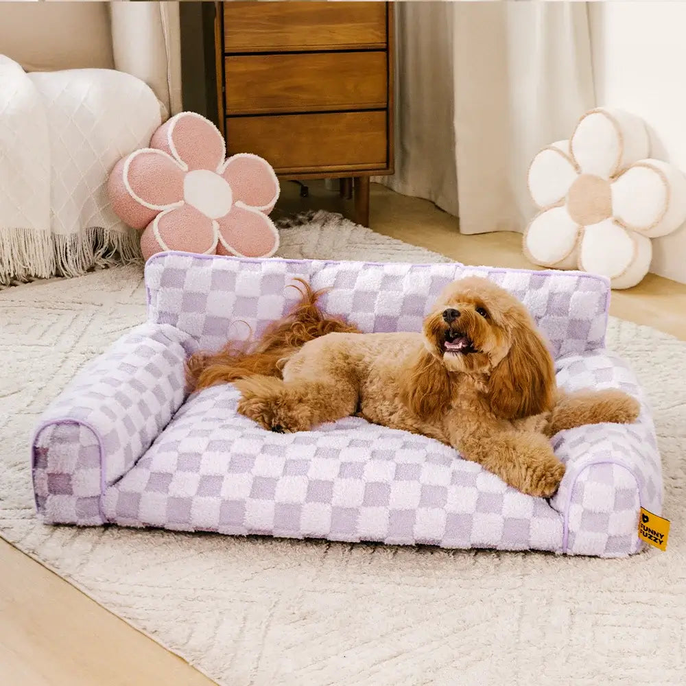 Chequered Fluffy Removable Orthopaedic Dog Bolster Bed – CosyNest