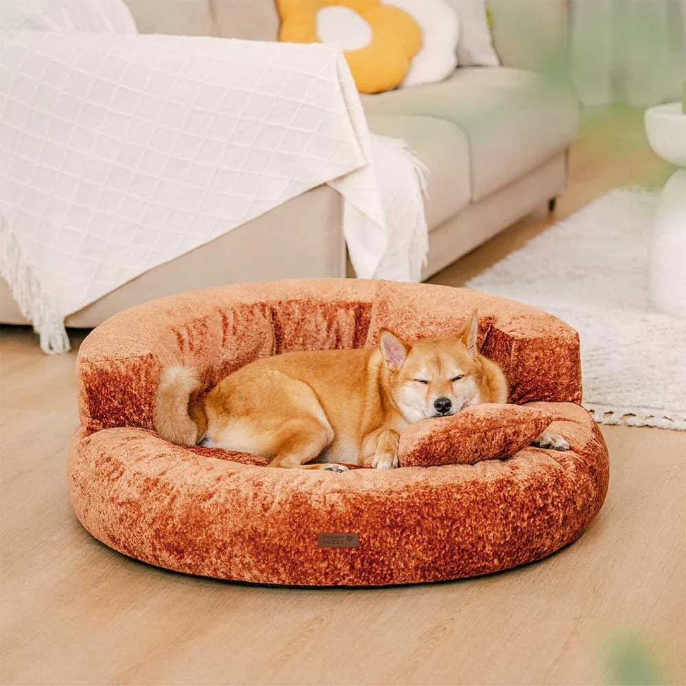 Luxe Diamond Velvet Removable Orthopaedic Donut Dog Bed With Pillow - DreamNest