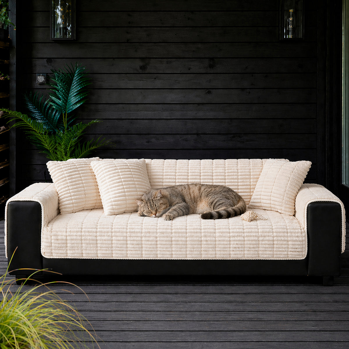 Waterproof One-Piece Cosy Flannel Sofa Protection Non-Slip Sofa Cover