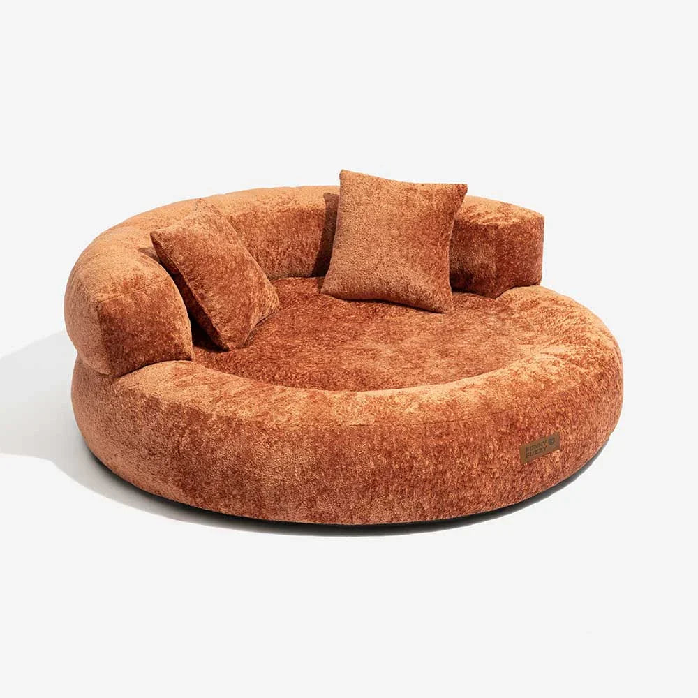 Luxe Diamond Velvet Removable Orthopaedic Donut Dog Bed With Pillow - DreamNest